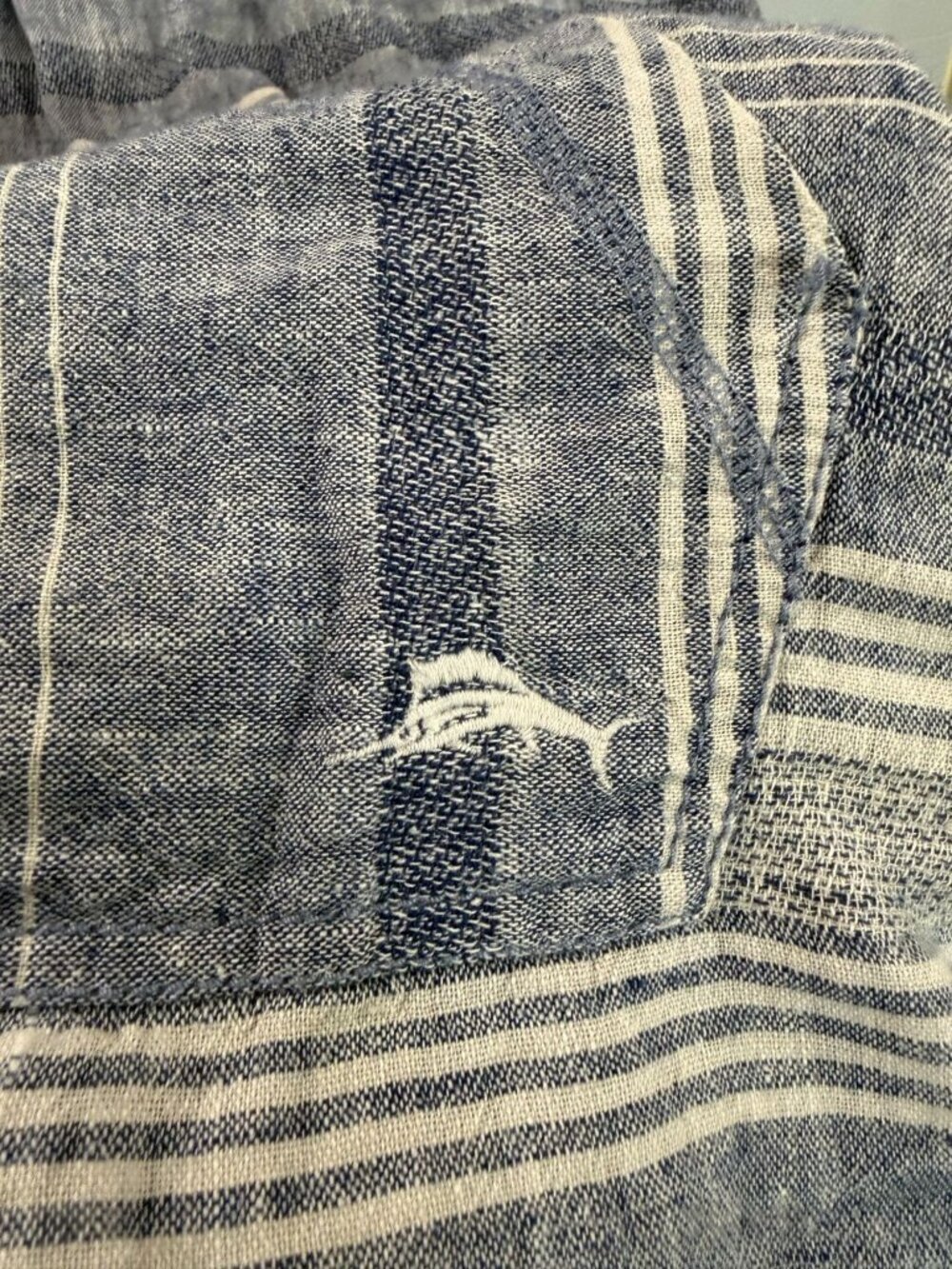 Tommy Bahama Blue Striped Hooded Long Sleeve Pullover Womens Dress XL Linen Cott - Picture 5 of 6